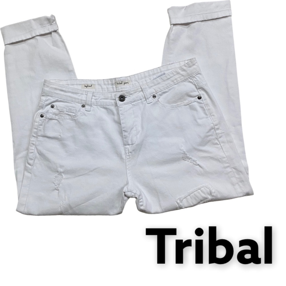 Tribal Jeans White Ankle Cropped Jeans